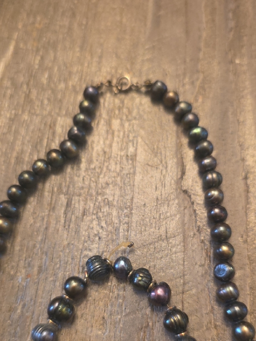 Black Iridescent Pearl Necklace & Bracelet Set - Tahitian Pearls - Picture 3 of 6